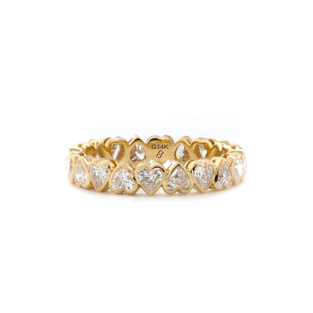 Heart - Shaped Lab Diamond Eternity Ring with Bezel Basket - FIORESE JEWELRY