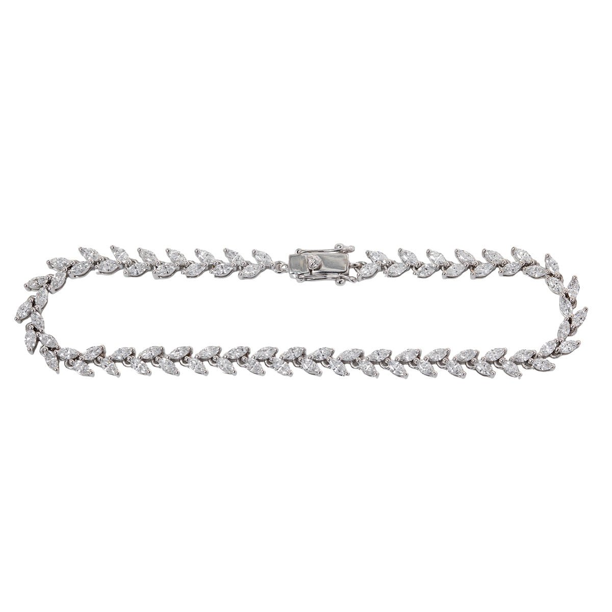Marquise Cut Lab Diamond Two - Prong Basket Tennis Bracelet with Willow - Inspired Design - FIORESE JEWELRY