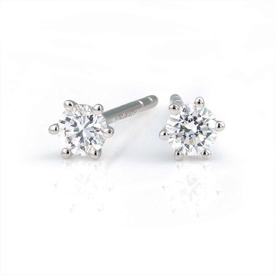 Martini Round Cut Lab Diamond Six Prongs Ear Studs - LGG Jewelry