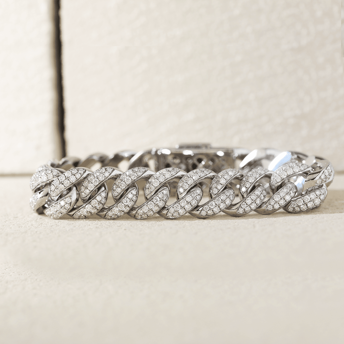 Men's Iced - Out Cuban Link Bracelet with Round Lab Diamonds - FIORESE JEWELRY