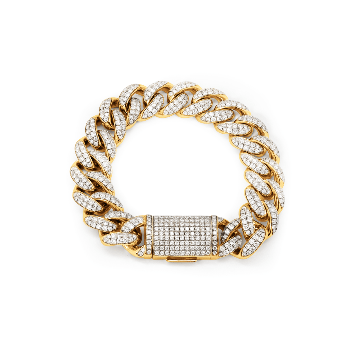Men's Iced - Out Cuban Link Bracelet with Round Lab Diamonds - FIORESE JEWELRY