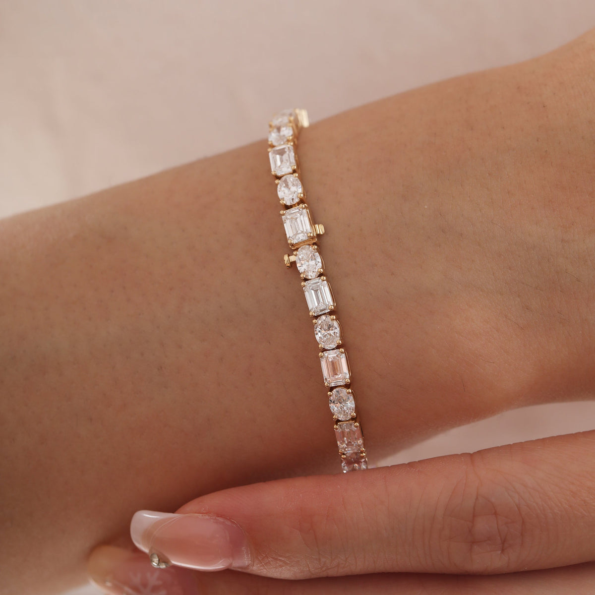 Oval- and Emerald-Cut Lab Diamond East-West Tennis Bracelet - FIORESE JEWELRY
