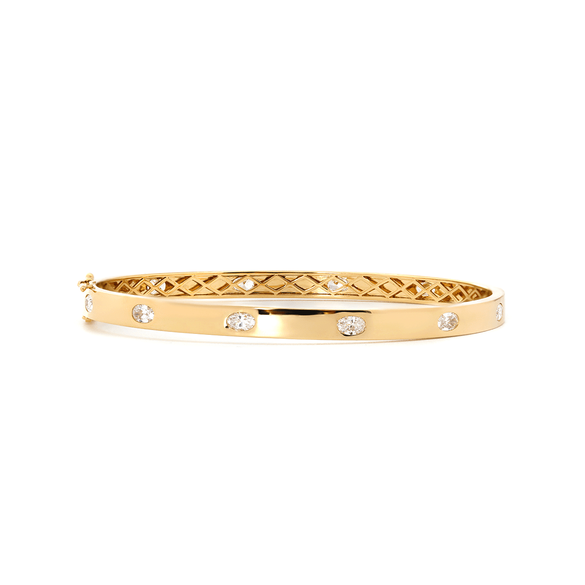 Oval Cut Lab Diamond Bezel - Set Bangle Bracelet - FIORESE JEWELRY