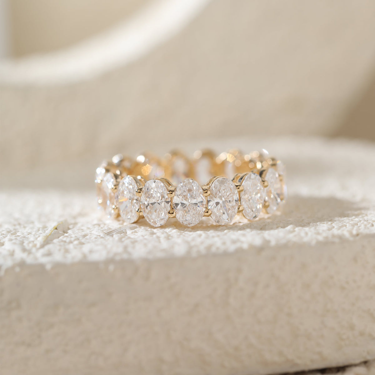 Oval - Cut Lab Diamond Eternity Ring with Shared Prong Basket - FIORESE JEWELRY