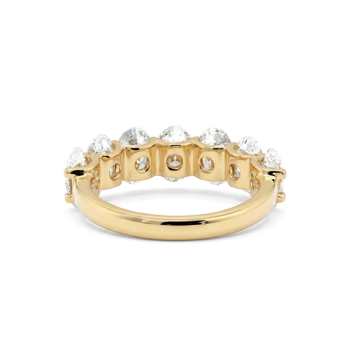 Oval - Cut Lab Diamond Half Eternity Ring with Shared Prong Setting - FIORESE JEWELRY