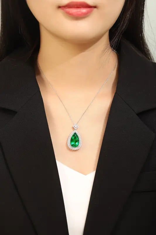 Pear Cut Columbia Green Lab Emerald Cluster Pendant - LGG Jewelry