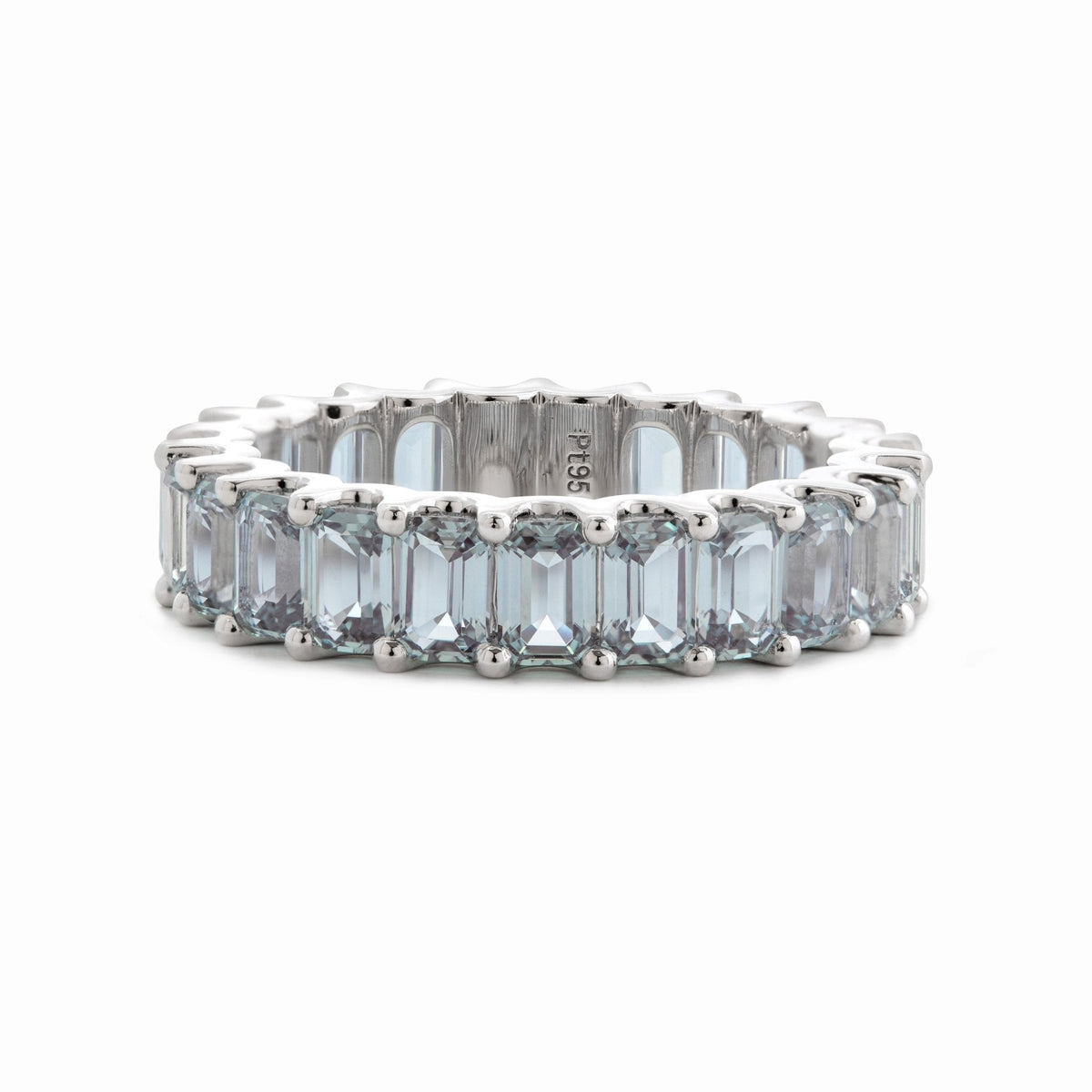 Platinum Emerald Cut Lab Alexandrite Eternity Ring - FIORESE JEWELRY