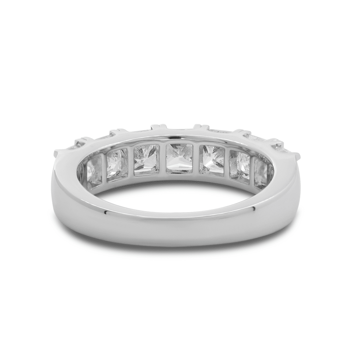 Platinum Princess Cut Lab Diamond 7 Stone Half Eternity Ring - FIORESE JEWELRY