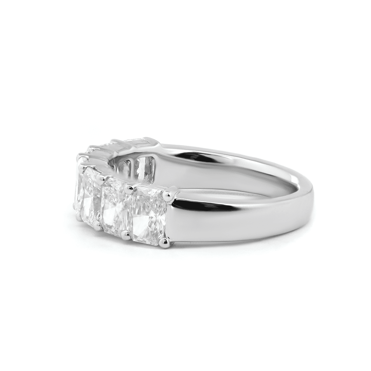 Platinum Radiant Cut Lab Diamond 7 Stone Half Eternity Ring - FIORESE JEWELRY