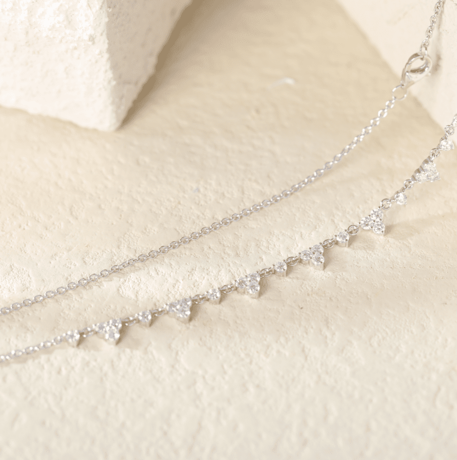 Ready to Ship Round Lab Diamond Triangle Chain Necklace - FIORESE JEWELRY