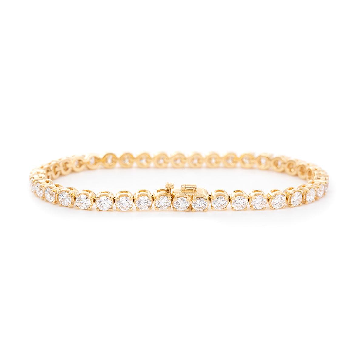 Round Brilliant Cut Lab Diamond 4 - Prong Rounded Basket Tennis Bracelet with Box Clasp - FIORESE JEWELRY