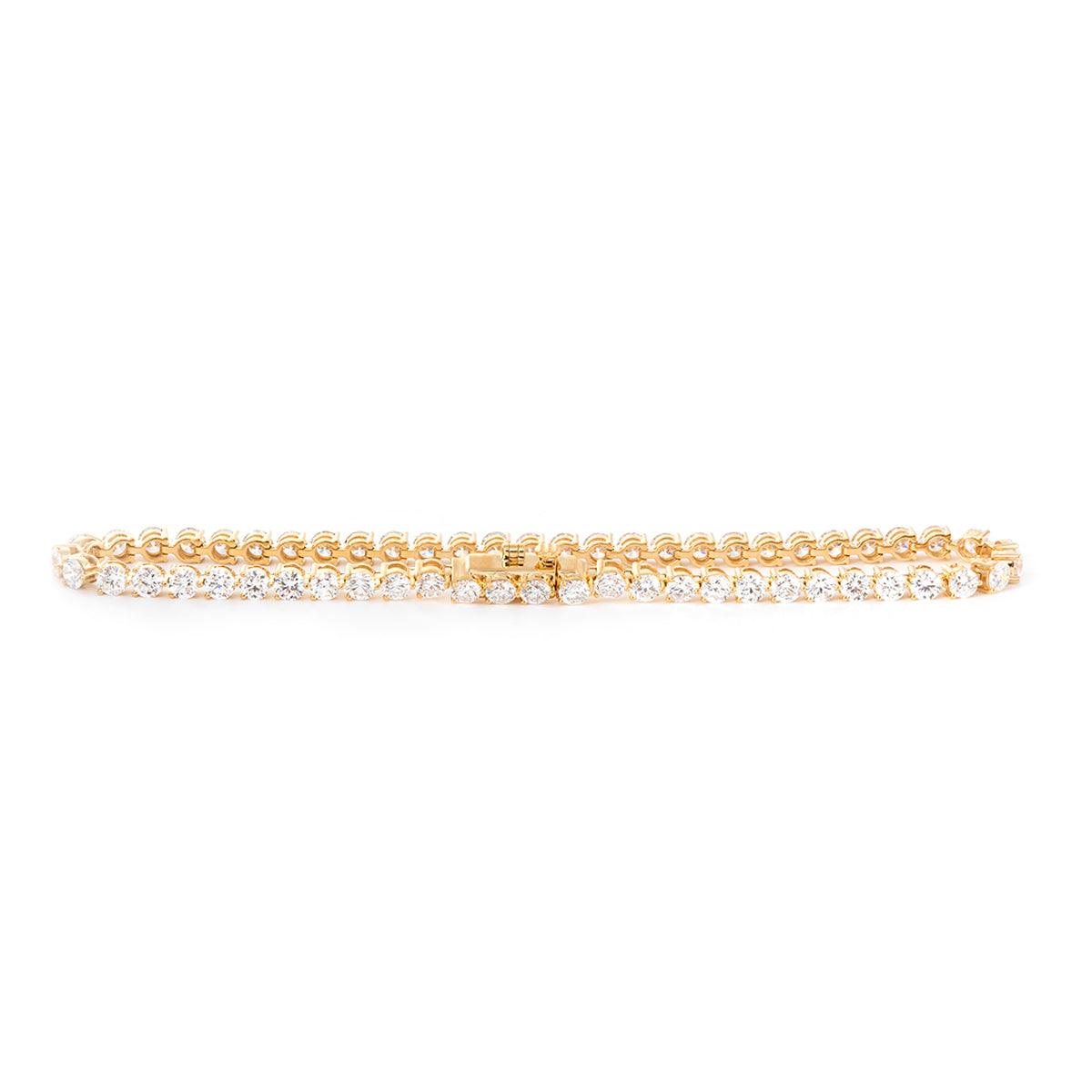 Round Brilliant Cut Lab Diamond Three - Prong Basket Tennis Bracelet with Box Clasp - FIORESE JEWELRY