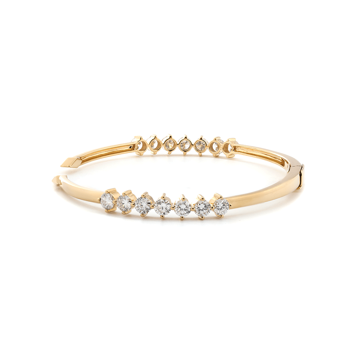 Round Cut Lab Diamond 14 - Stone Open Bangle Bracelet - FIORESE JEWELRY