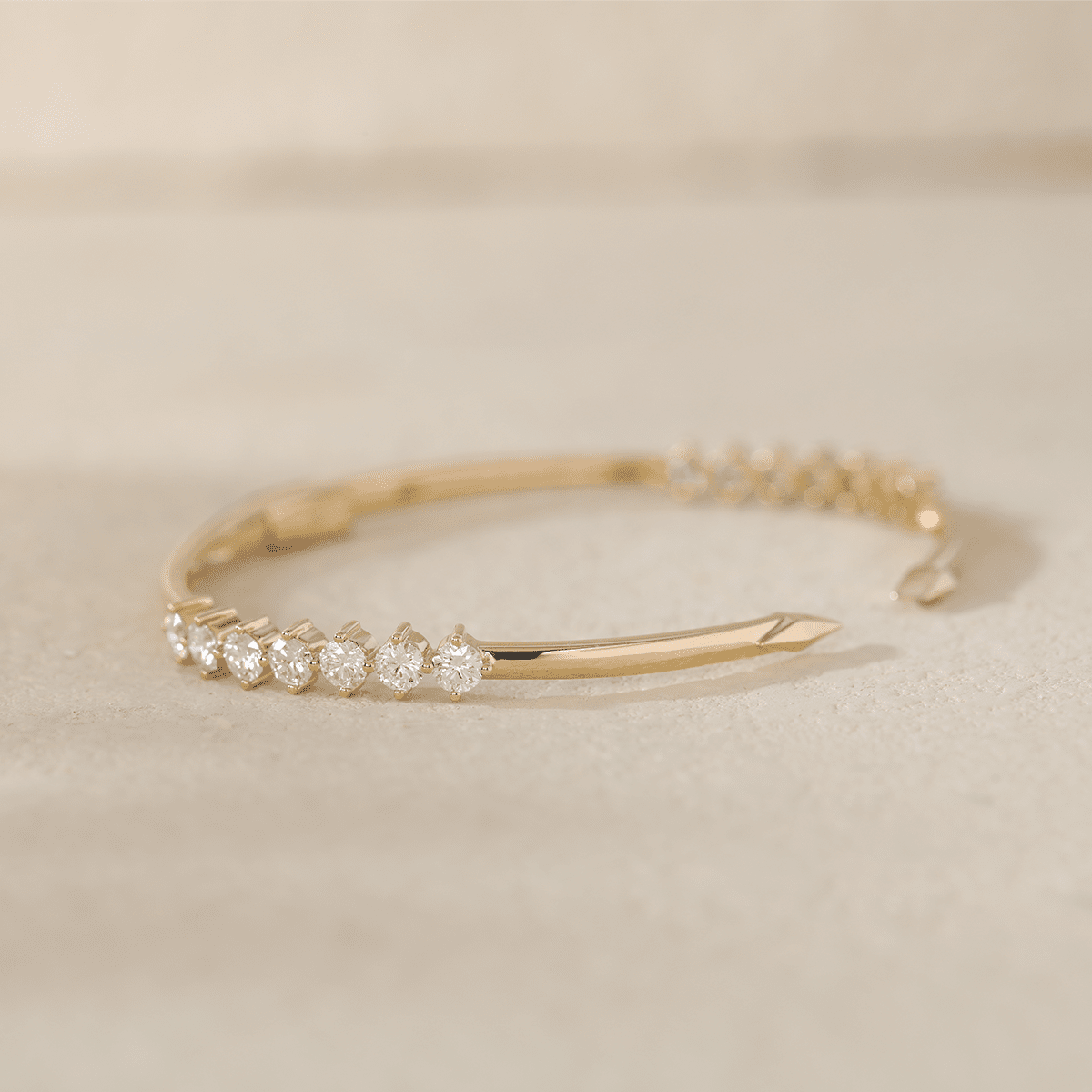 Round Cut Lab Diamond 14 - Stone Open Bangle Bracelet - FIORESE JEWELRY