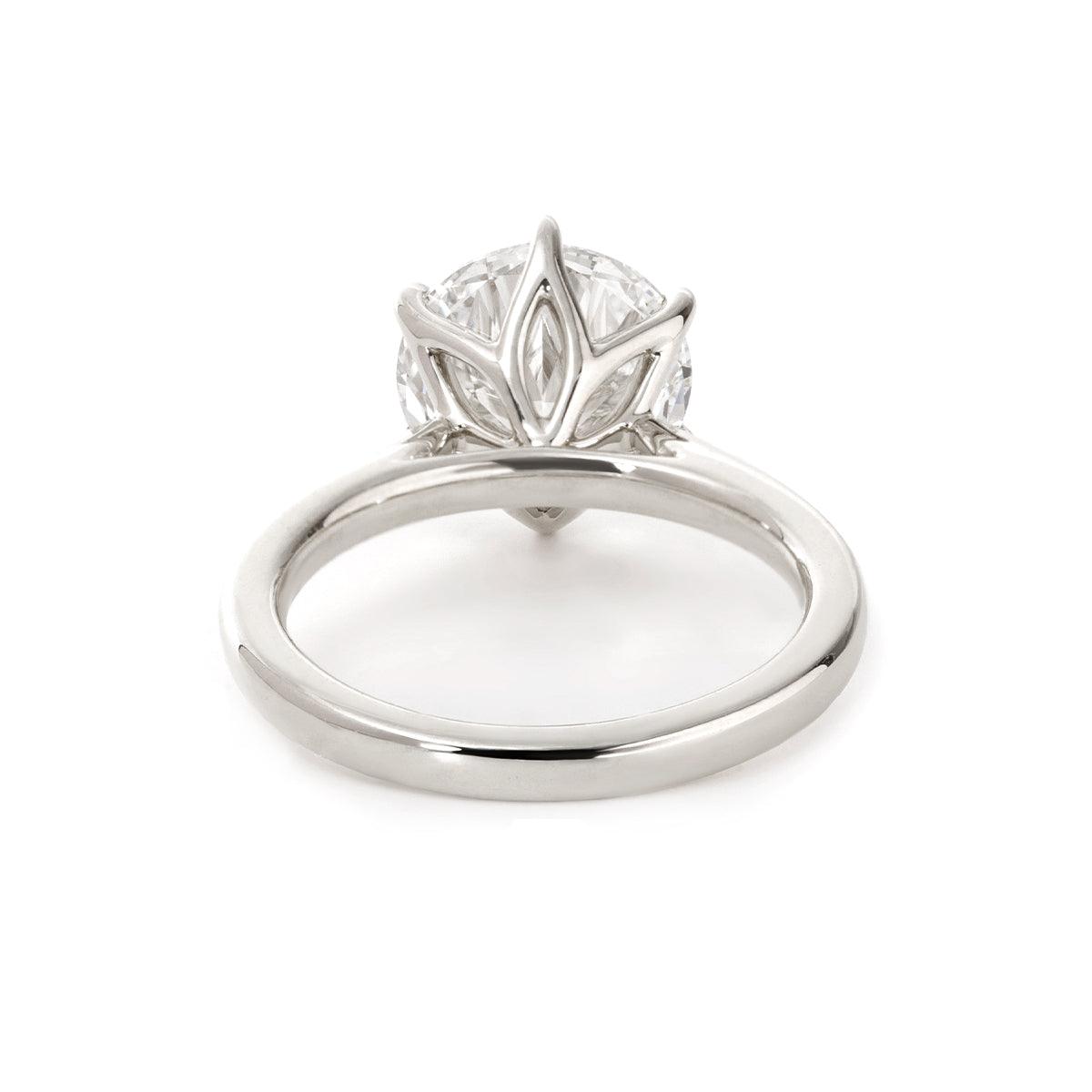 Round Lab Diamond 6 - Claw Tulip Cathedral Bridal Set — Engagement Ring with Half Eternity U - Shaped Pavé Band - FIORESE JEWELRY