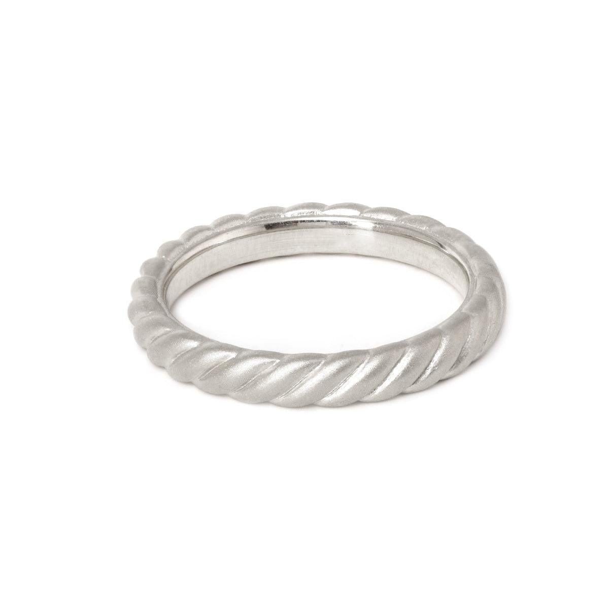 Round Lab Diamond Bezel Cathedral Bridal Set — Matte Engagement Ring with Twisted Matching Band - FIORESE JEWELRY