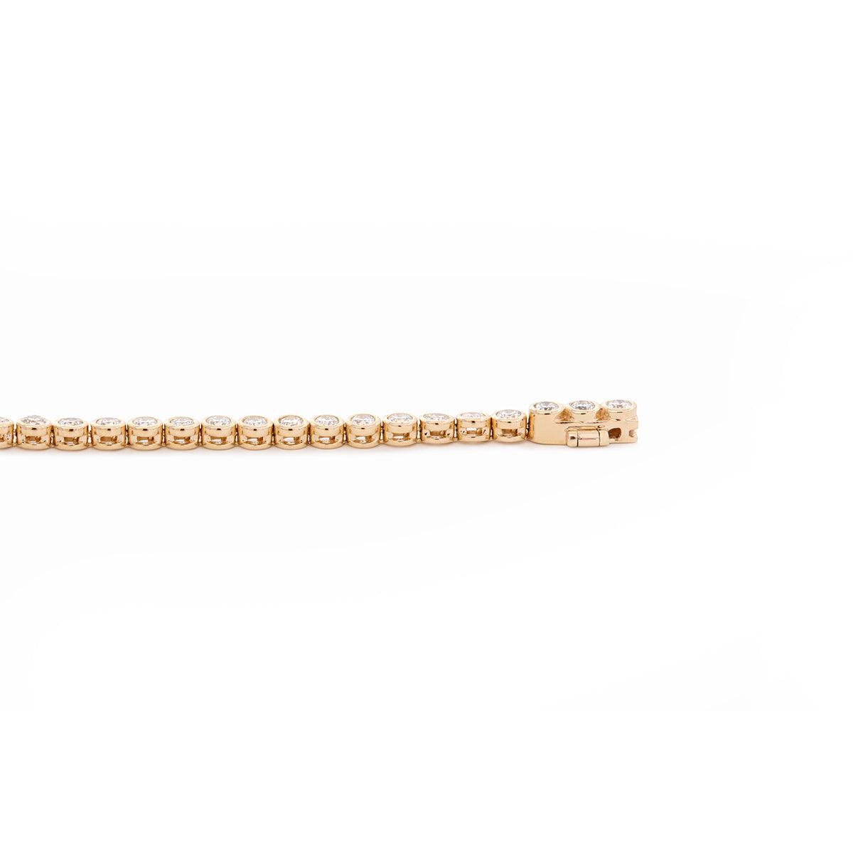 Round Lab Diamond Bezel - Set Basket Tennis Bracelet with Box Clasp - FIORESE JEWELRY