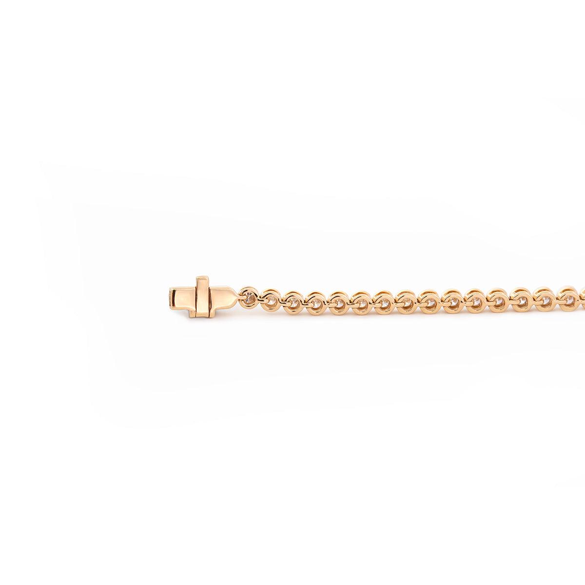 Round Lab Diamond Bezel - Set Basket Tennis Bracelet with Box Clasp - FIORESE JEWELRY
