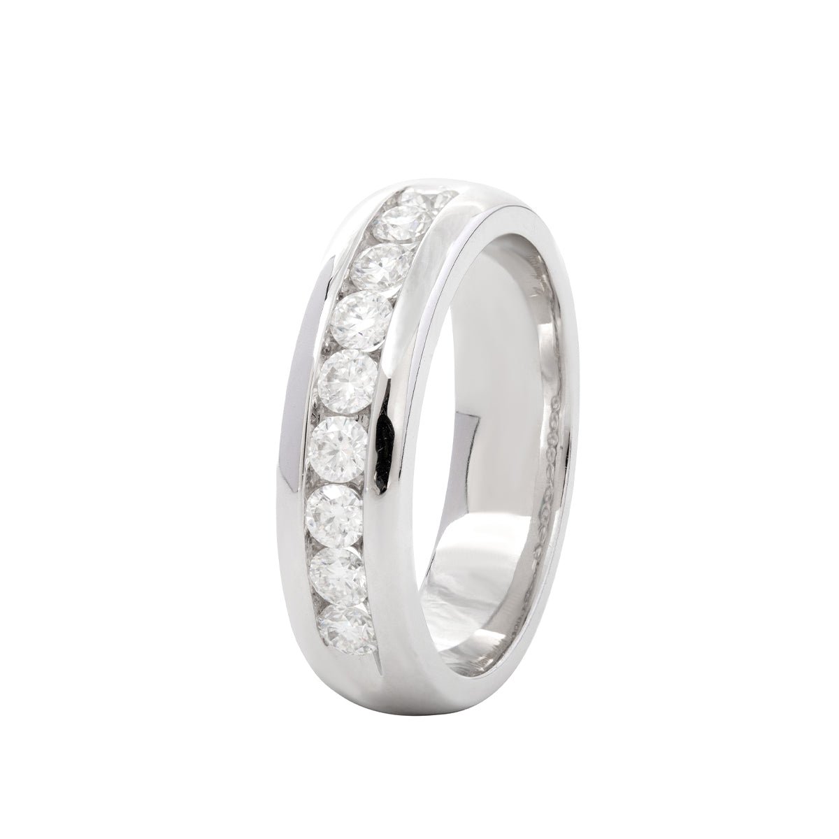 Round Lab Diamond Men's Ring with 10 - Stone Channel Setting - FIORESE JEWELRY