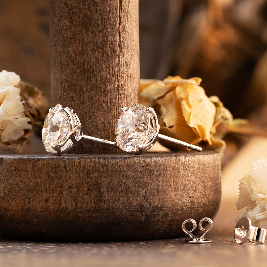 Tulip Diamond Stud Earrings - Round Cut Lab Created Diamonds - LGG Jewelry