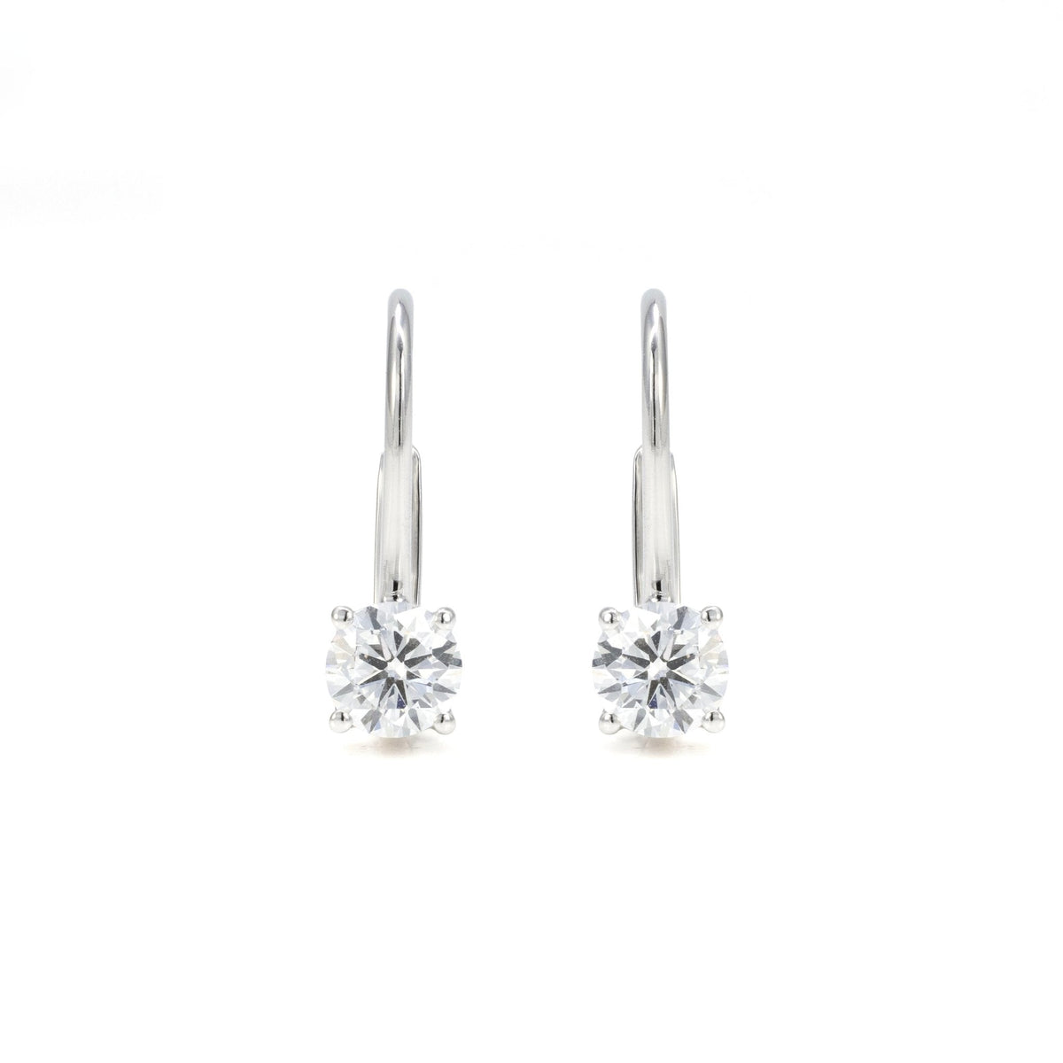 0.75CT Round Brilliant Diamond Drop Earrings in 14K White Gold - LGG Jewelry