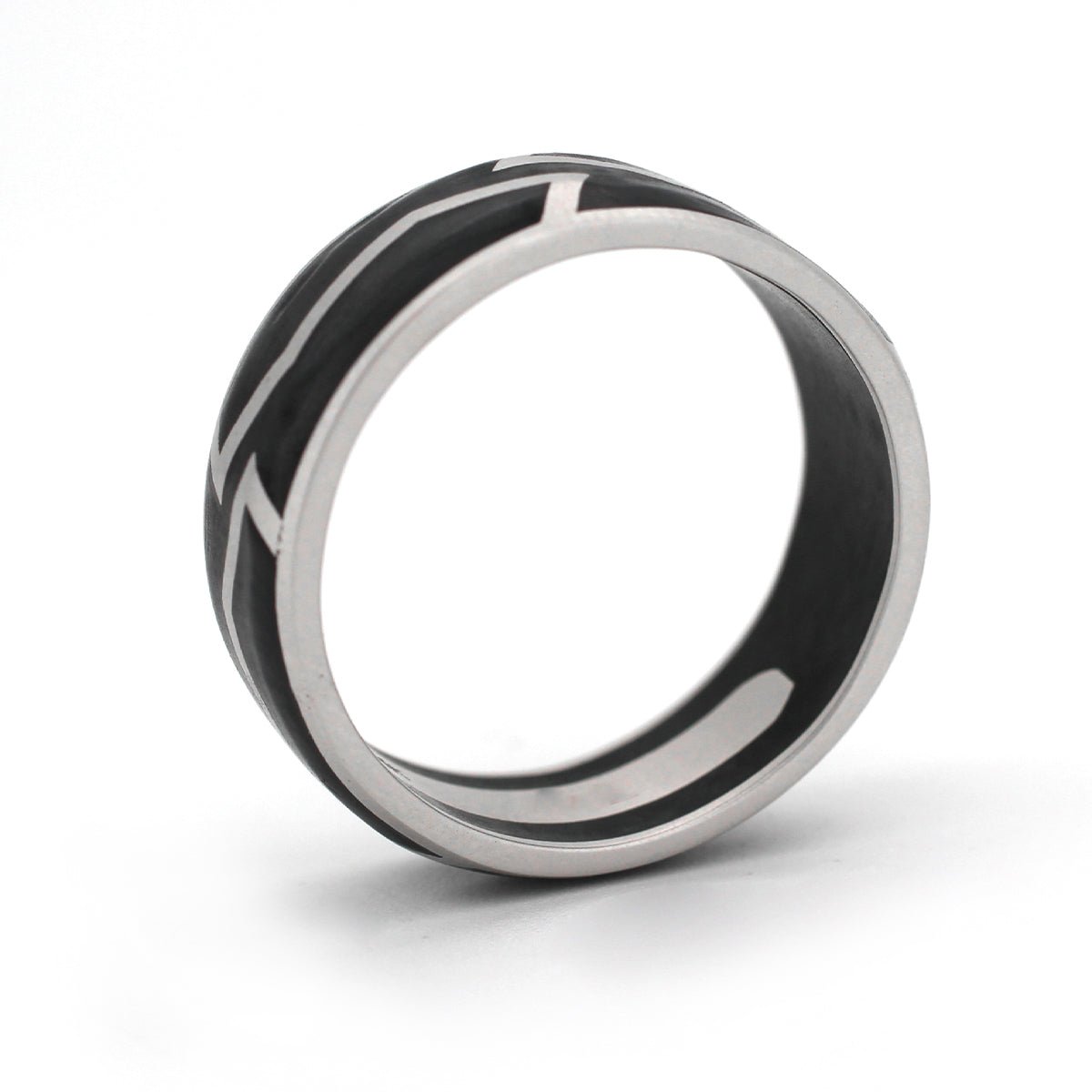 14K Gold Forged Carbon Men's Ring - FIORESE JEWELRY