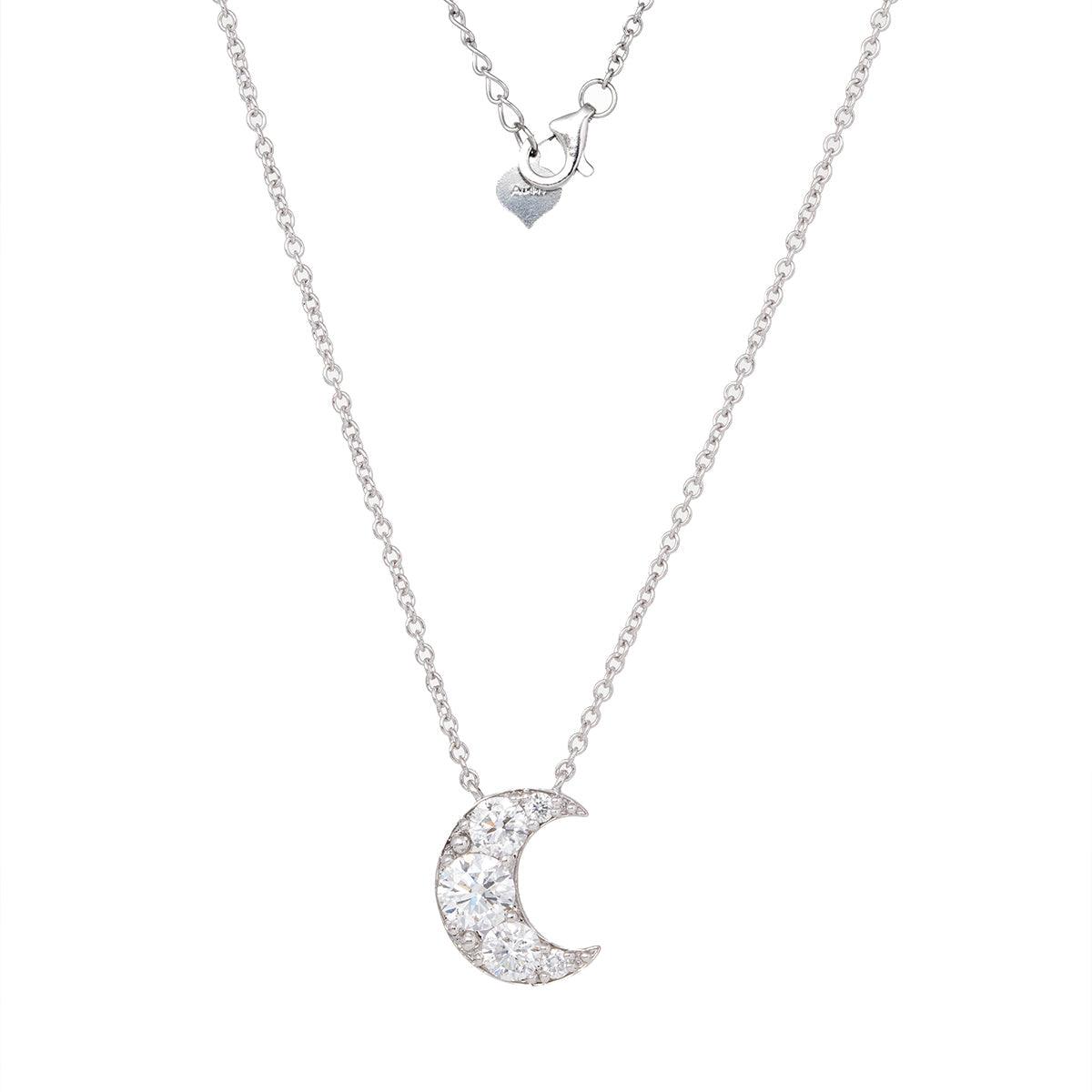 14K Gold Round Brilliant Cut Lab Diamond Five - Stone Moon Pendant Necklace – Bezel Set Diamond Necklace for Men & Women - FIORESE JEWELRY