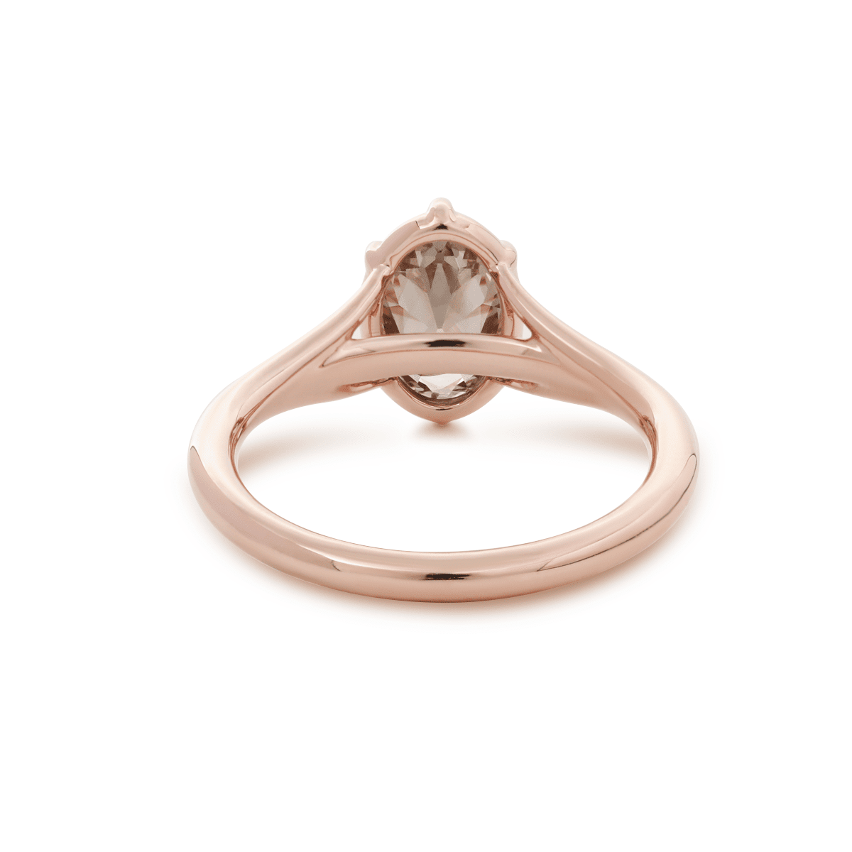 14K Rose Gold 1ct Oval Old Mine Cut Brown Lab Diamond 6 Claw Prong Cathedral Setting Solitaire Ring - FIORESE JEWELRY