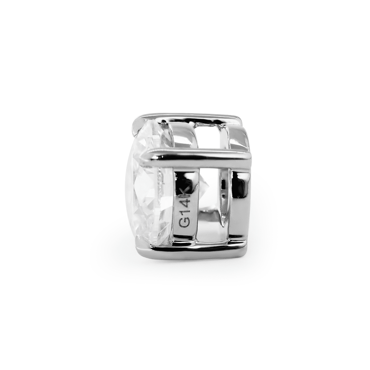14K White Gold 1ct Round Lab Diamond 4 Claw Prongs Basket Setting Pendant Necklace - FIORESE JEWELRY