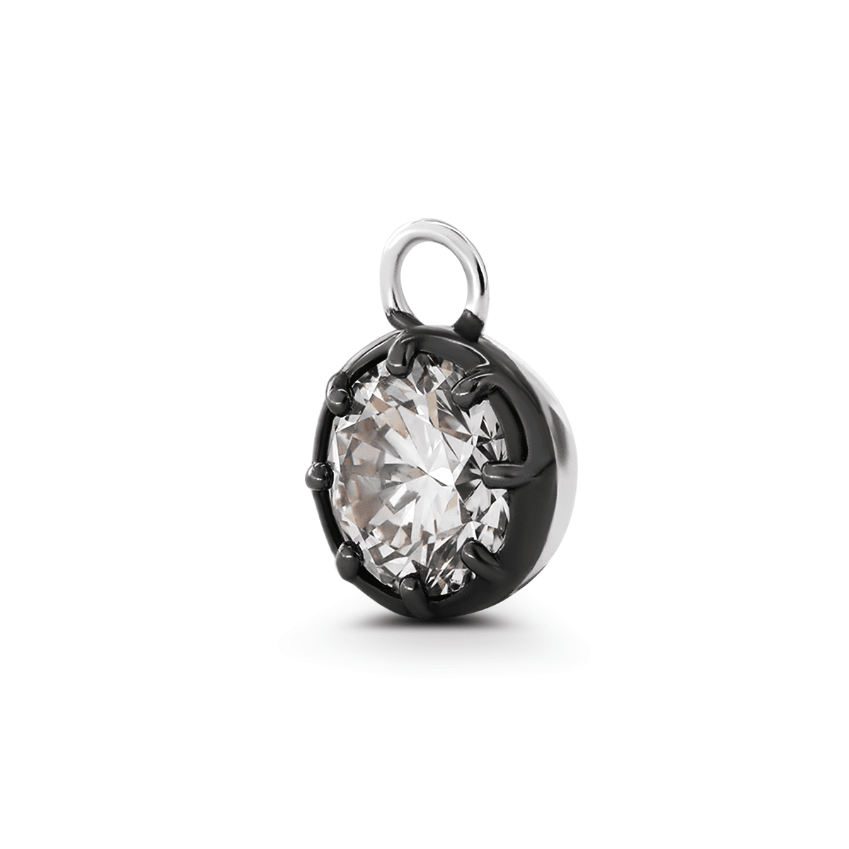 14K White Gold 1ct Round Lab Diamond Pendant Necklace with Black Rhodium Plated Bezel - FIORESE JEWELRY
