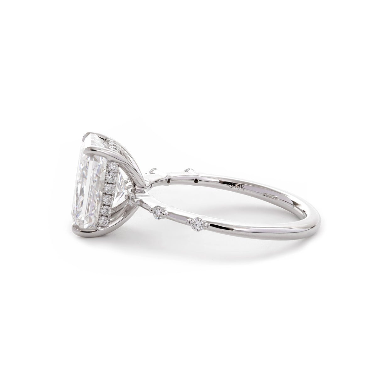 14K White Gold 3.5ct Radiant Cut Lab Diamond Hidden Halo Ring - FIORESE JEWELRY
