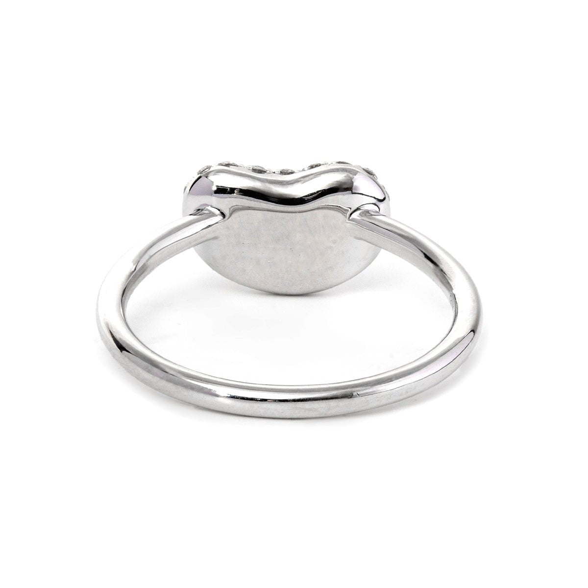 14K White Gold Round Brilliant Cut Lab Diamond Bean Shape Pave Ring - Nature - Inspired Design - FIORESE JEWELRY