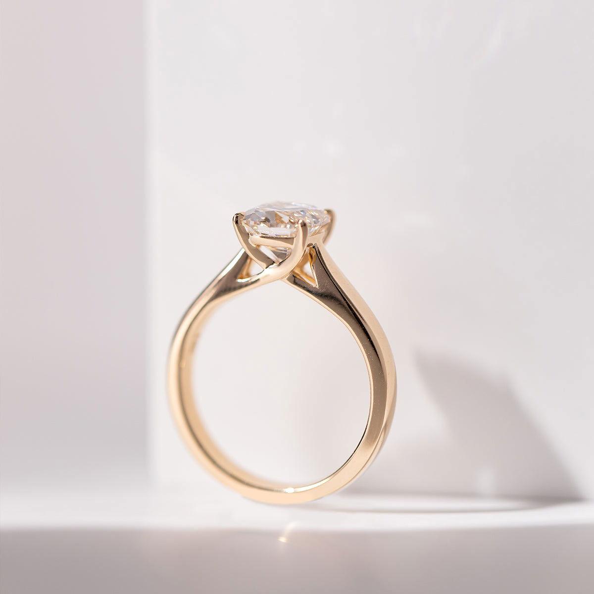 14K Yellow Gold 1.5 Carat Old Mine Cut Lab Diamond Solitaire Ring - FIORESE JEWELRY