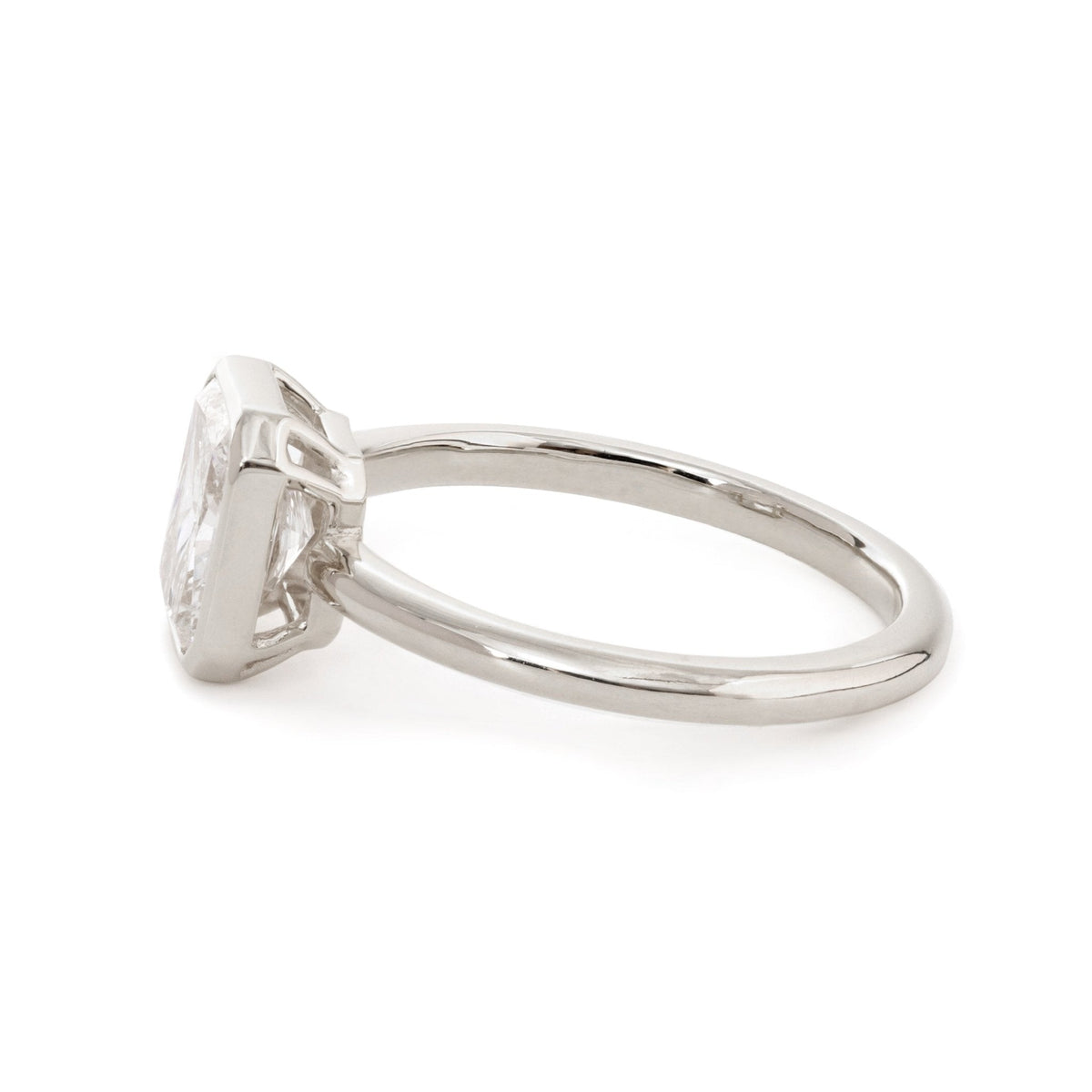 14K Yellow Gold 1.5ct Radiant Cut Lab Diamond Bezel Setting Solitaire Ring - FIORESE JEWELRY