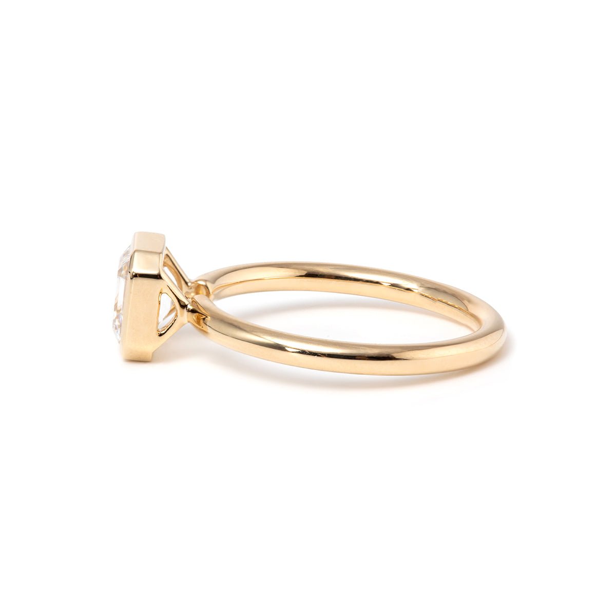 14k Yellow Gold 1ct Asscher Cut Lab Diamond Bezel Ring - FIORESE JEWELRY