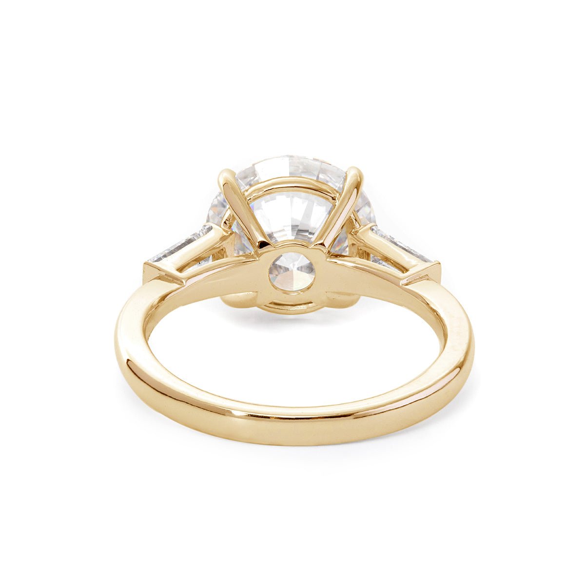 14K Yellow Gold 4ct Old European Cut Lab Diamond Tapered Three - stone Ring - FIORESE JEWELRY