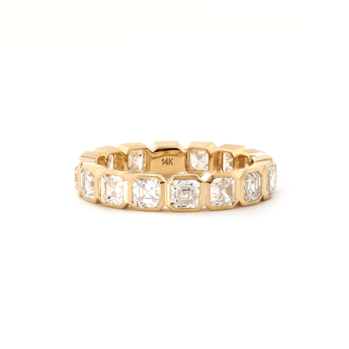 14K Yellow Gold Asscher Cut Lab Diamond Bezel Eternity Ring - FIORESE JEWELRY