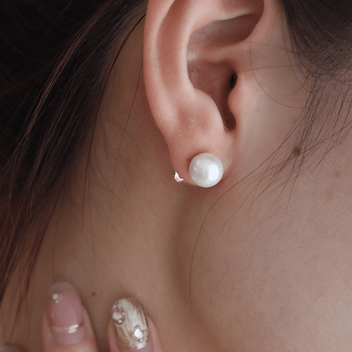 14K Yellow Gold Near - round Fresh - water Pearl Etud Earrings - FIORESE JEWELRY