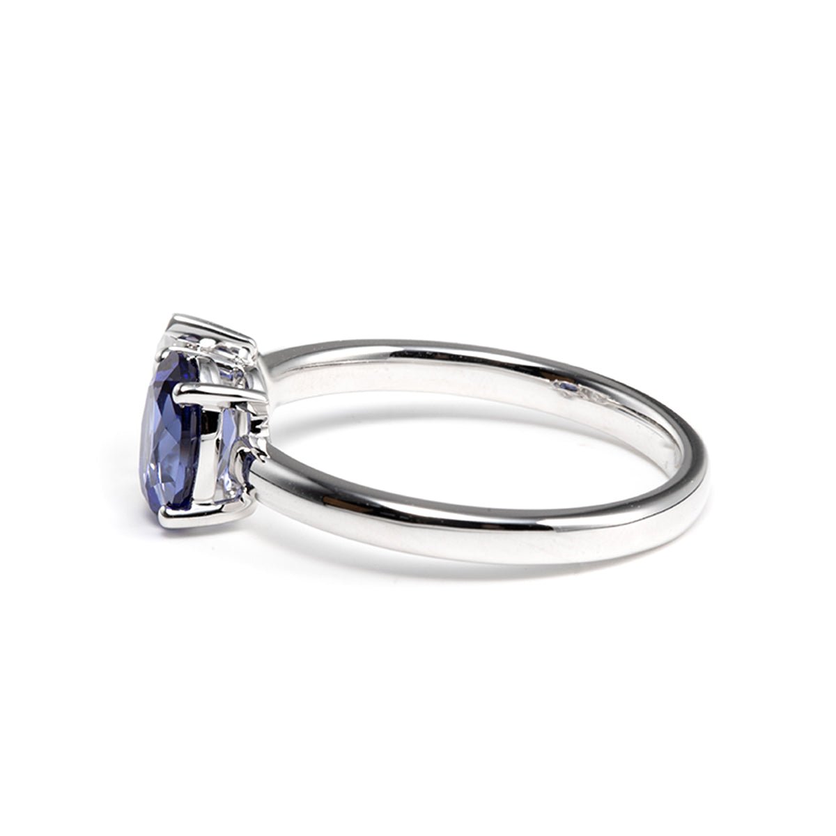 14K Yellow Gold Oval Cut Lab Sapphire and Pear Shaped Lab Diamond Toi et Moi Ring - FIORESE JEWELRY