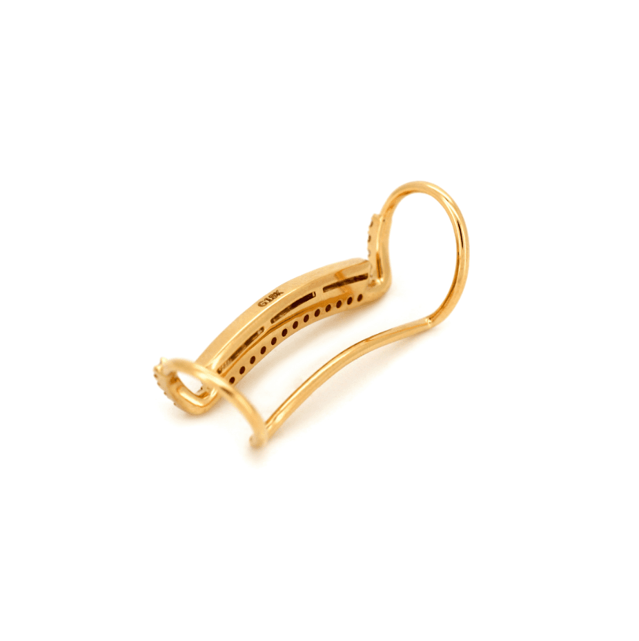 18K Yellow Gold Baguette Cut & Round Cut Lab Diamond Ear Cuffs - FIORESE JEWELRY