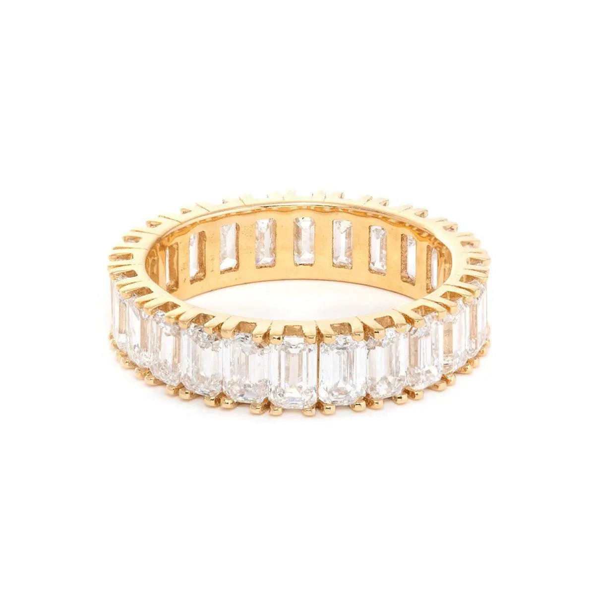 18K Yellow Gold Emerald Cut Lab Diamond Eternity Ring - FIORESE JEWELRY