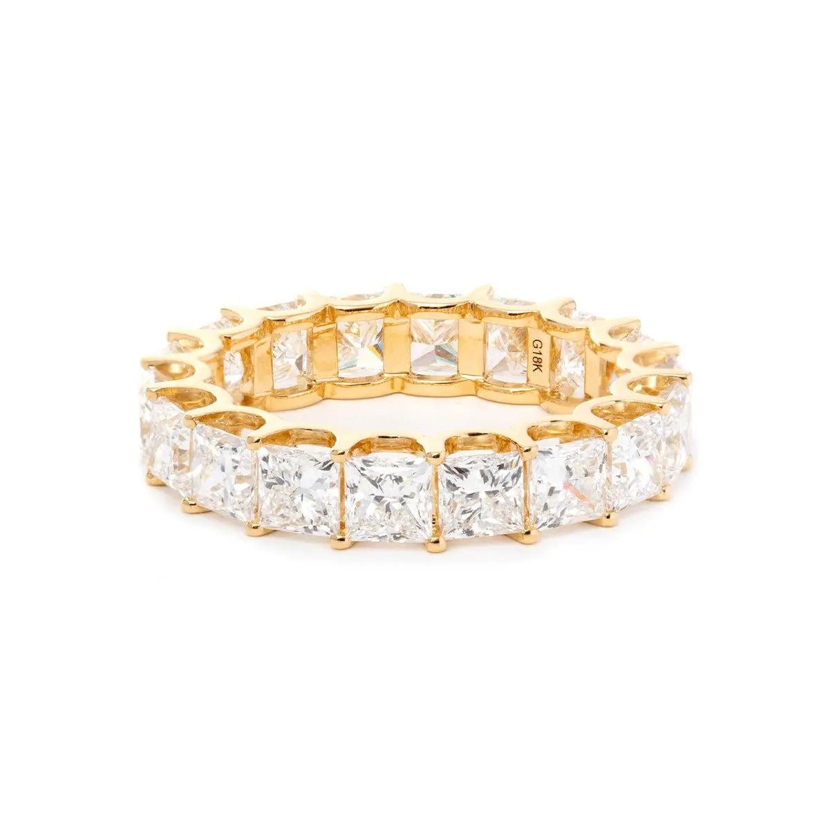 18K Yellow Gold Princess Cut Lab Diamond Eternity Band - FIORESE JEWELRY