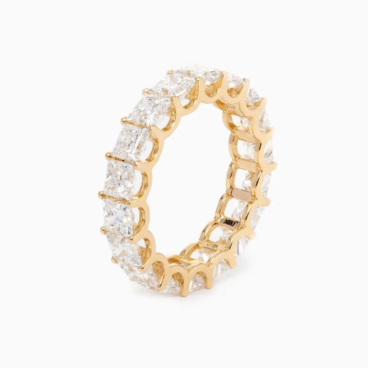 18K Yellow Gold Princess Cut Lab Diamond Eternity Band - FIORESE JEWELRY