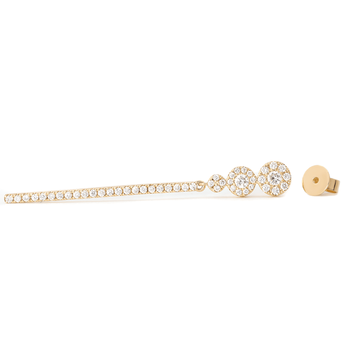 18K Yellow Gold Round Cut Diamond Pave Drop Earrings - FIORESE JEWELRY