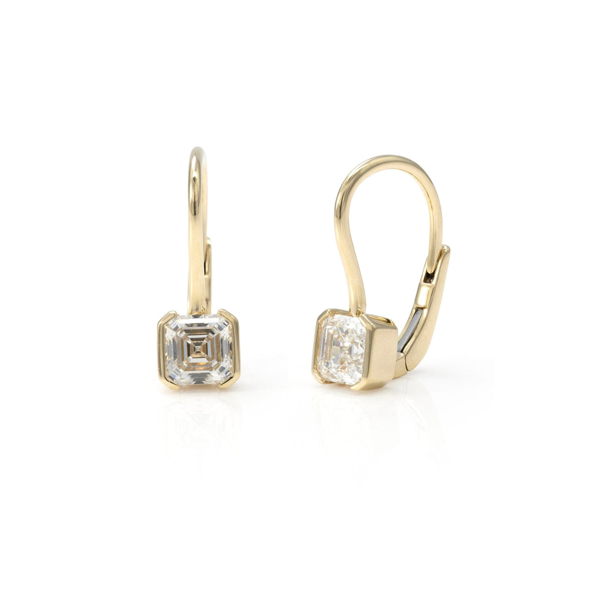 1CT Asscher Cut Drop Earrings in 14K Yellow Gold - LGG Jewelry