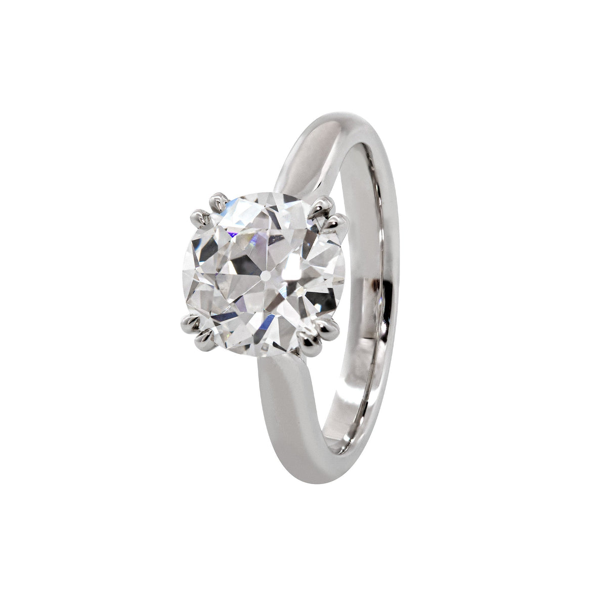 2.01CT Old European Cut Lab Diaond Cathedral Design Double Claw Prong Set Ring - FIORESE JEWELRY