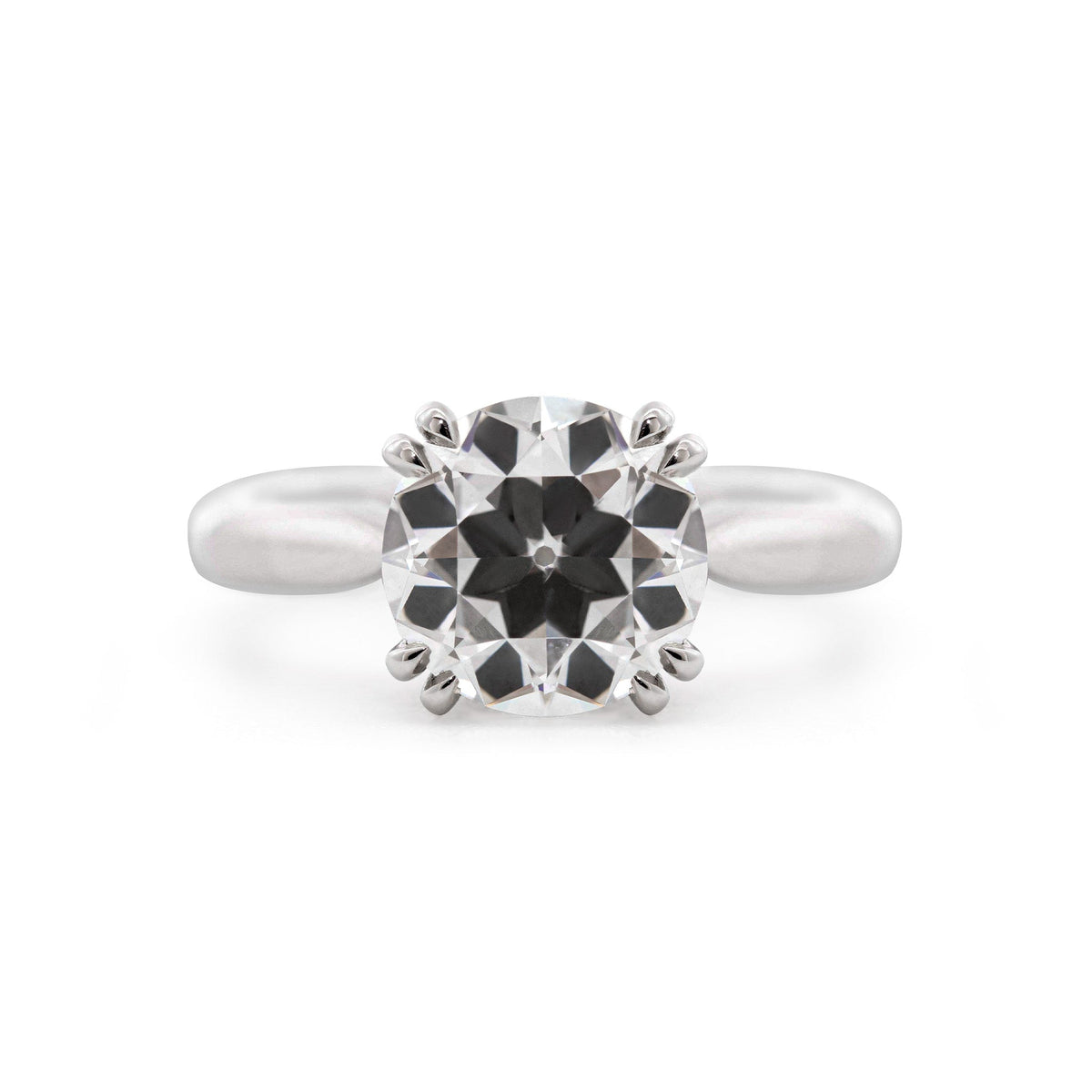 2.01CT Old European Cut Lab Diaond Cathedral Design Double Claw Prong Set Ring - FIORESE JEWELRY