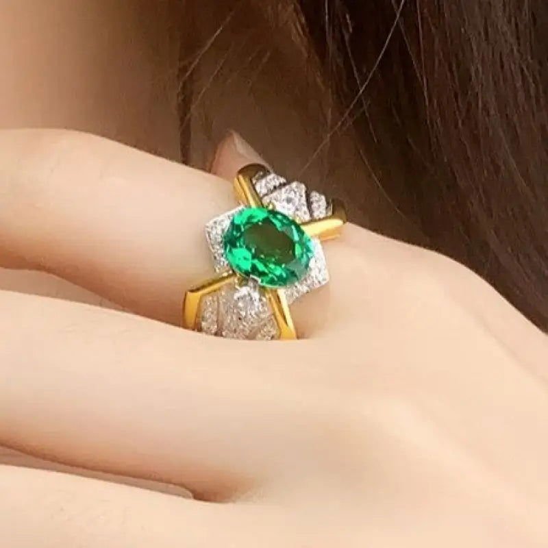 2.5 Ct Oval Shape Columbia Lab Emerald 14K Yellow Gold Wedding Ring For Men - LGG Jewelry