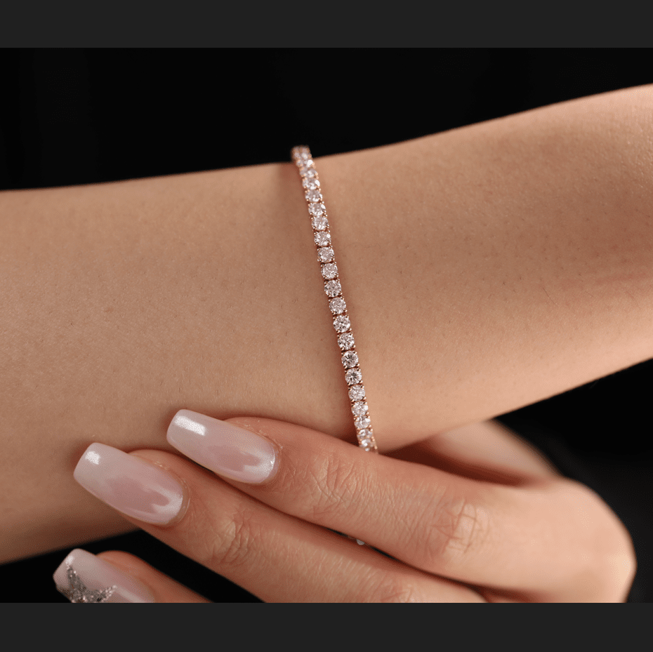 2.5mm Round Cut Lab Diamond 4 Prong Basket Tennis Bracelet Everyday Essential - FIORESE JEWELRY