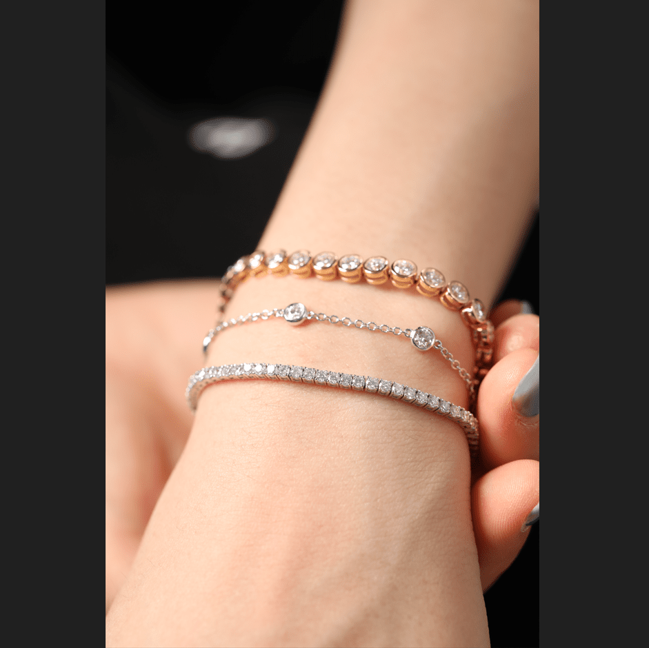 2mm Round Cut Lab Diamond 4 Prong Basket Tennis Bracelet Everyday Essential - FIORESE JEWELRY